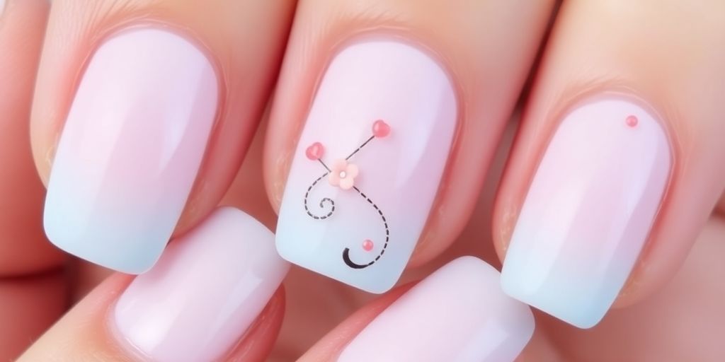 Close-up of stylish square nails with elegant design.