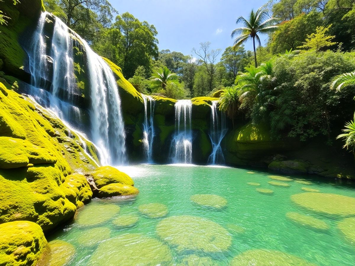 Cedar Creek Falls with lush greenery and clear water.