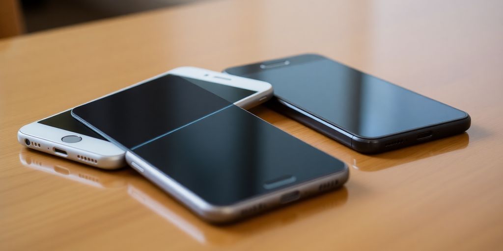 Two smartphones side-by-side on a table.