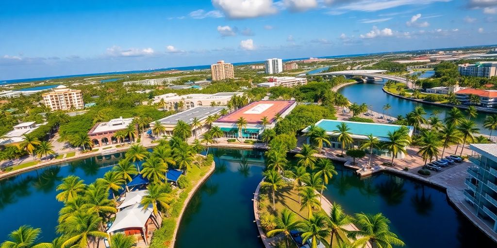 Aerial view of Aventura, Florida's vibrant lifestyle and scenery.