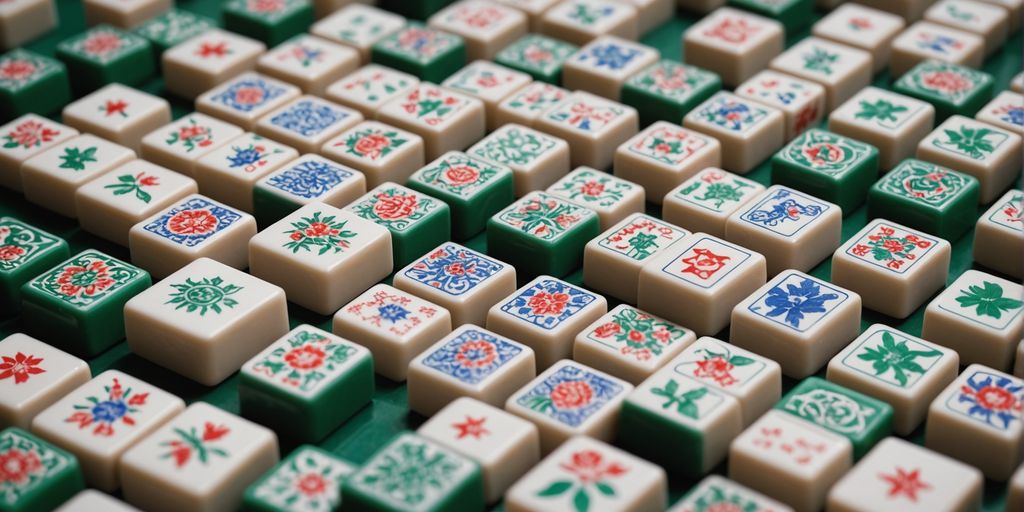 Colorful American Mahjong tiles with intricate designs