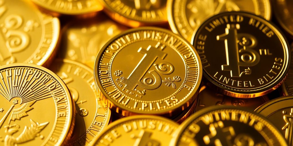 Pièces d'or en série limitée, détails raffinés.