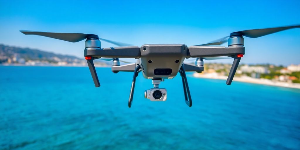 Drone survolant la Promenade des Anglais