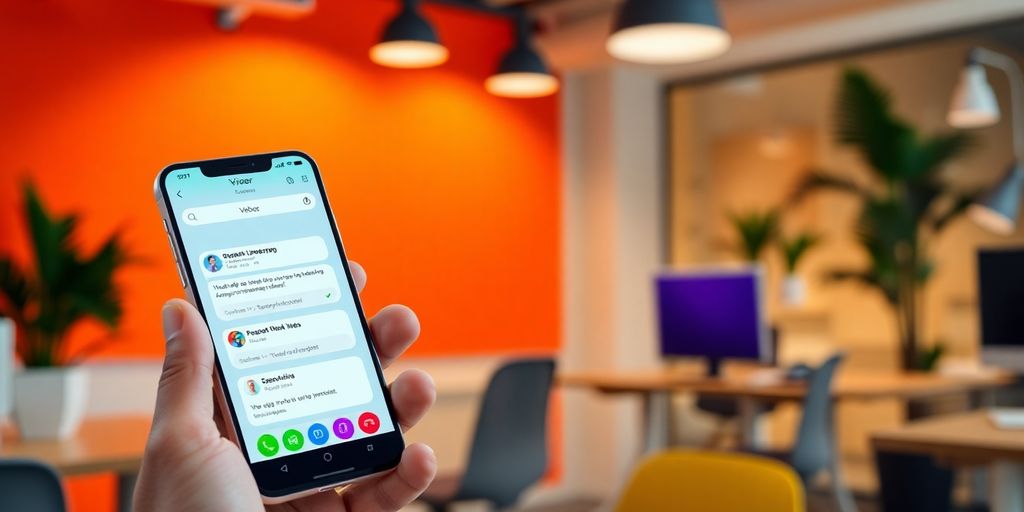 Viber aplikacija na pametnom telefonu sa zabavnim ikonama.