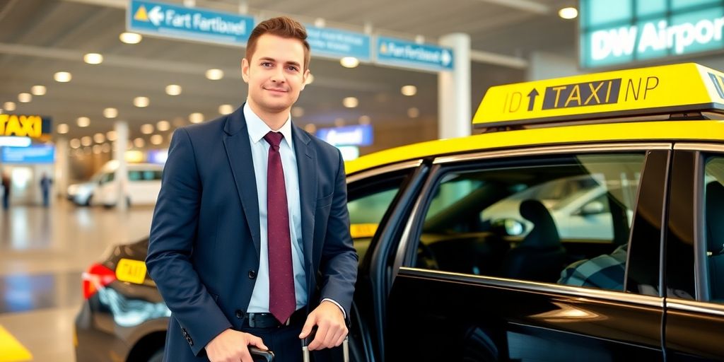Professional taxi driver at DFW Airport ready for transfers.