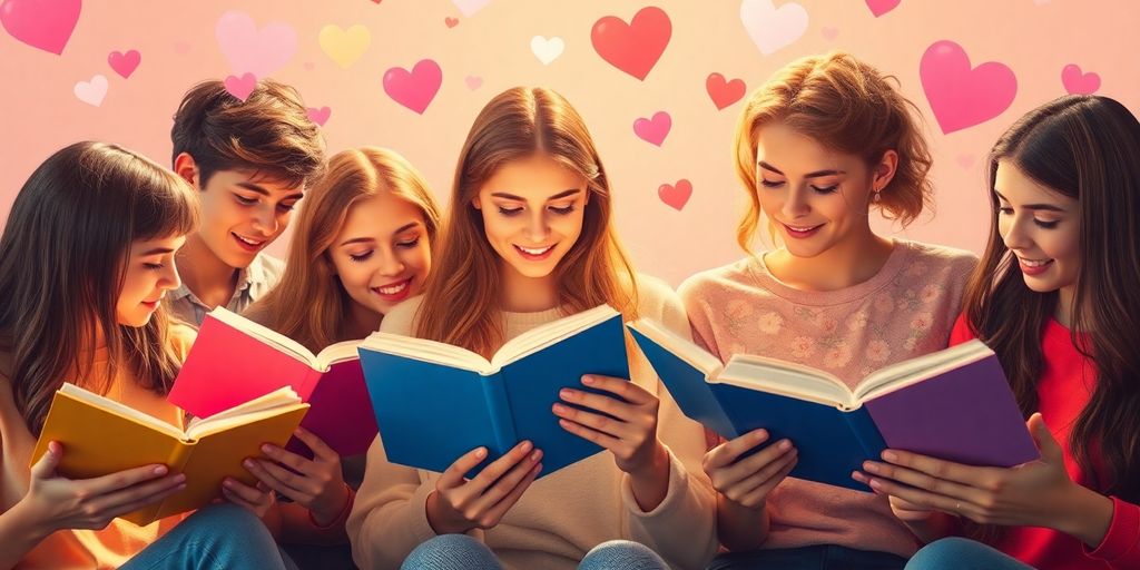 Teens reading romance novels.