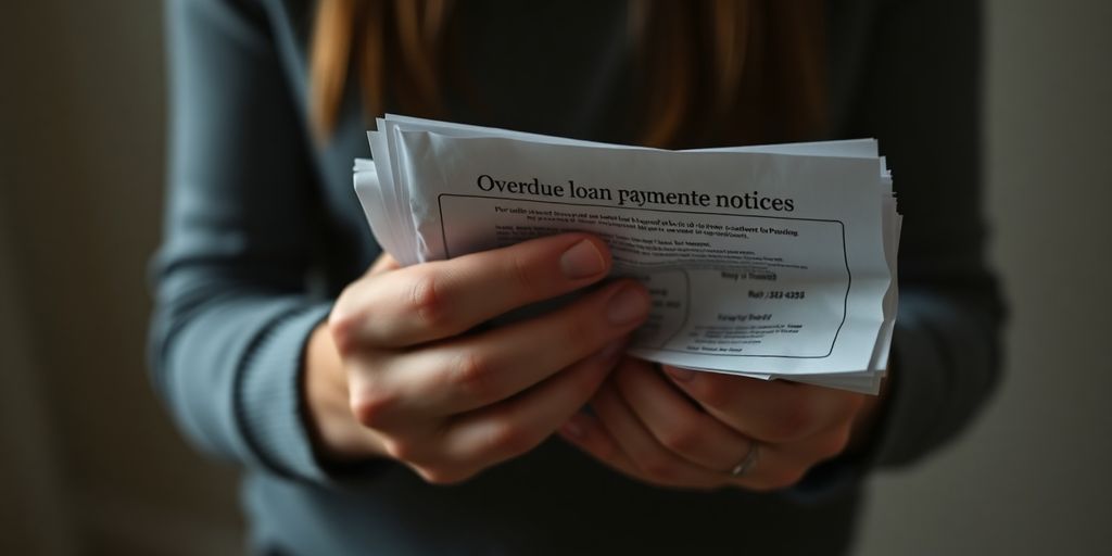 Personne inquiète devant des avis de retard bancaire