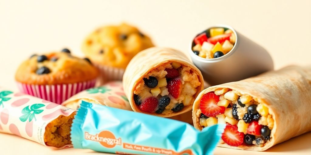 Close-up of a person holding a portable breakfast item.