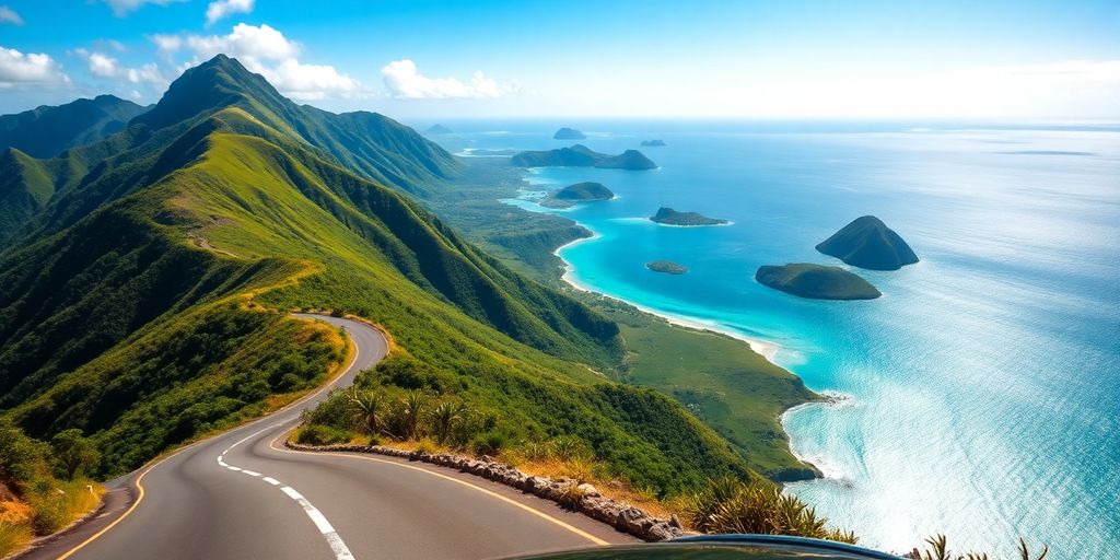 Vue panoramique de Raiatea depuis une voiture