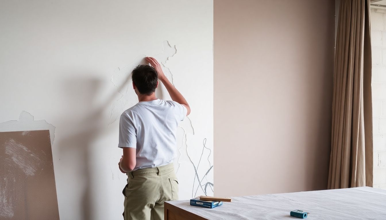 Plasterer working on a London loft conversion.