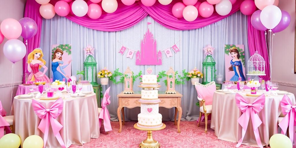 Disney Princess-themed decorations for a magical celebration.