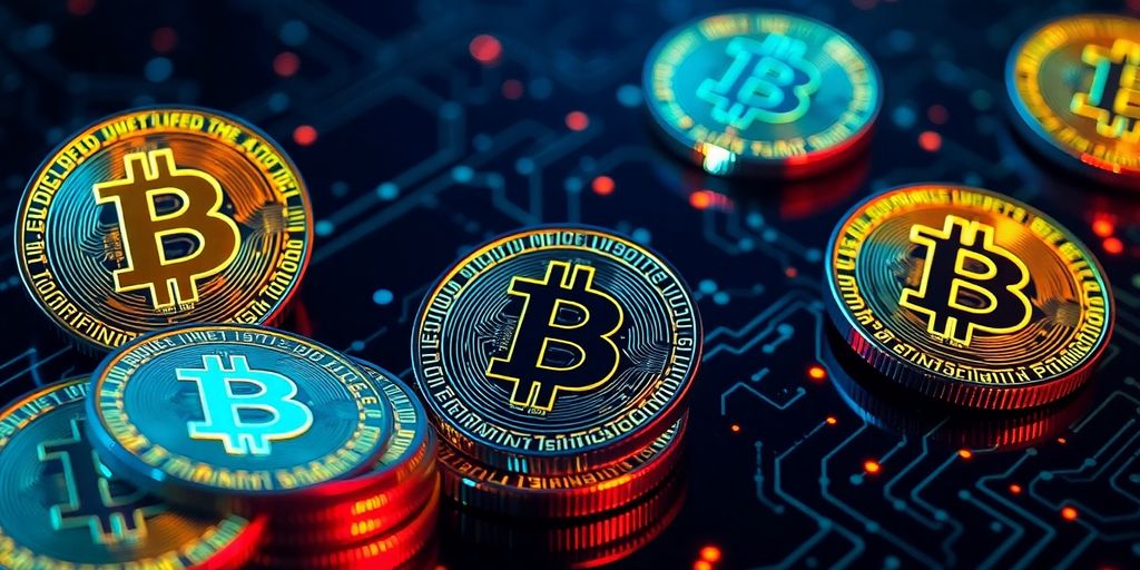 AI Picks This Crypto to Explode Next – Are You Ready? 3 Futuristic digital coins with a glowing effect.