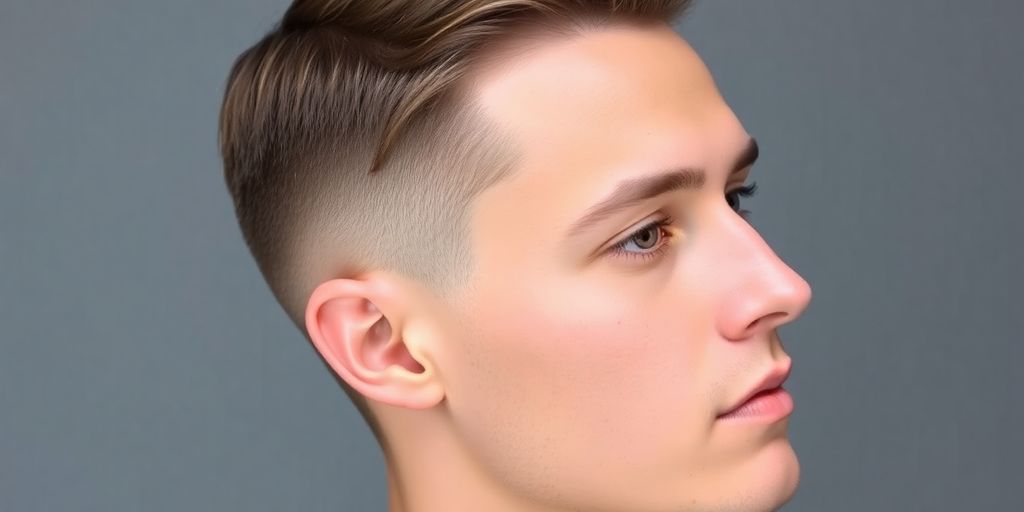 Man with a sharp low fade haircut.