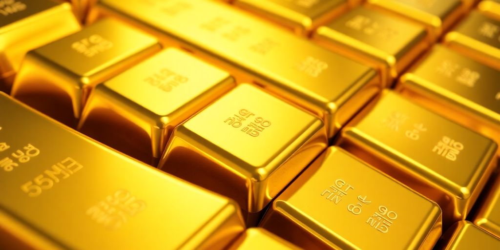 Lingots d'or brillants dans une pile.