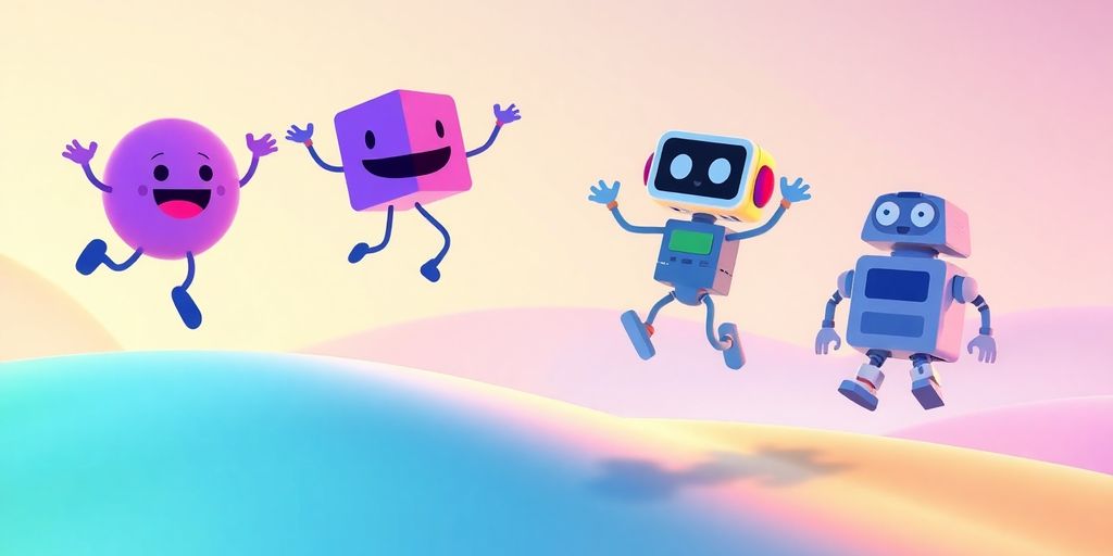 Colorful Google game characters leaping joyfully on a vibrant digital playground.