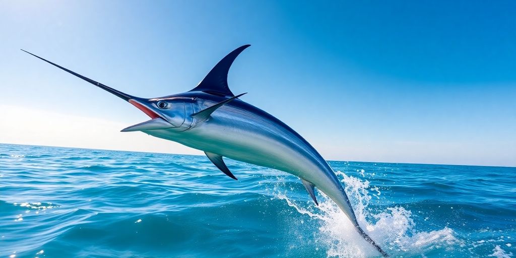 Marlin jumping from ocean near Cabo San Lucas.