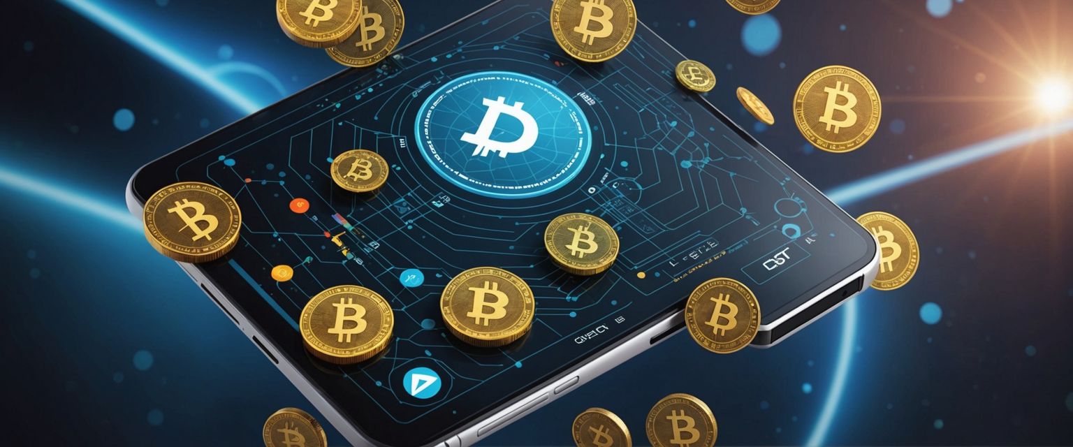 Digital wallet with Bitcoin, Ethereum, Litecoin coins