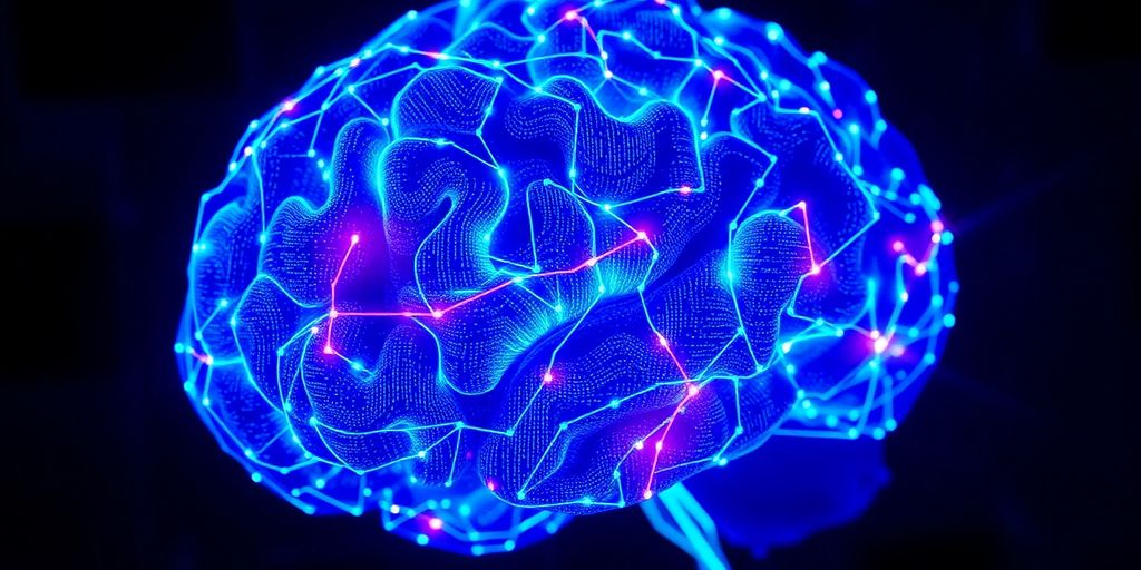 AI brain with circuits and data