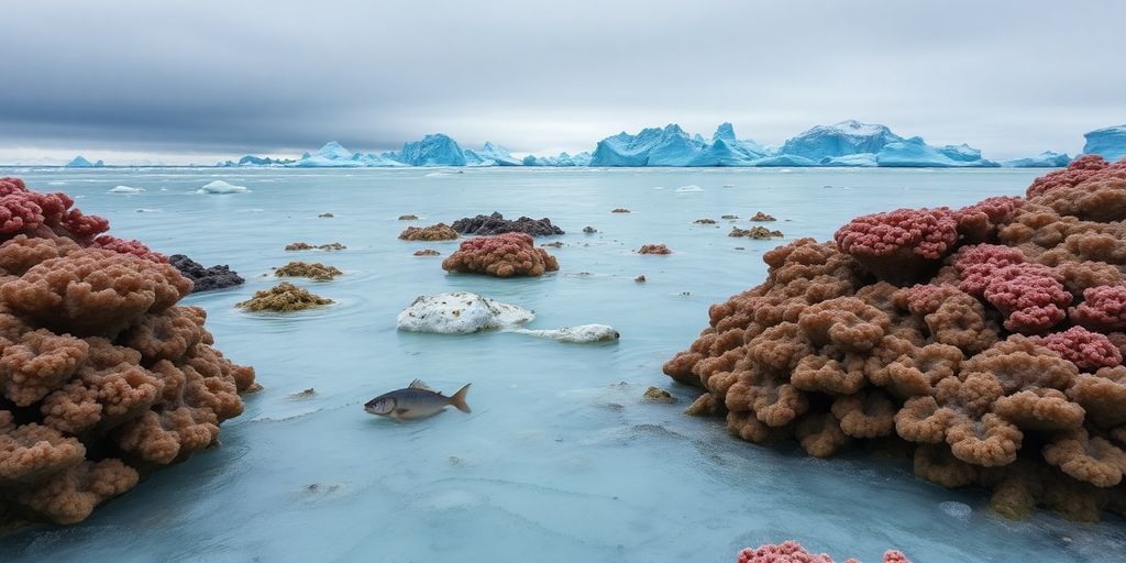 Distressed Alaskan marine life in acidic waters.