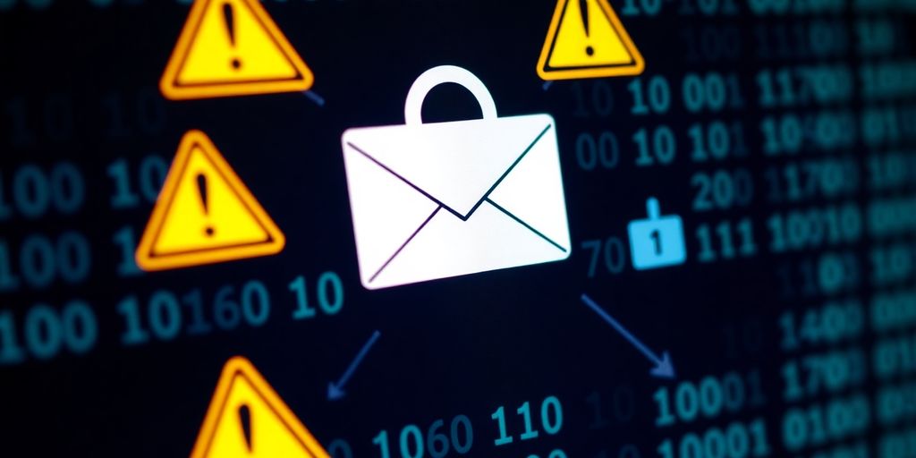 Computer screen showing locked email icon with security elements.