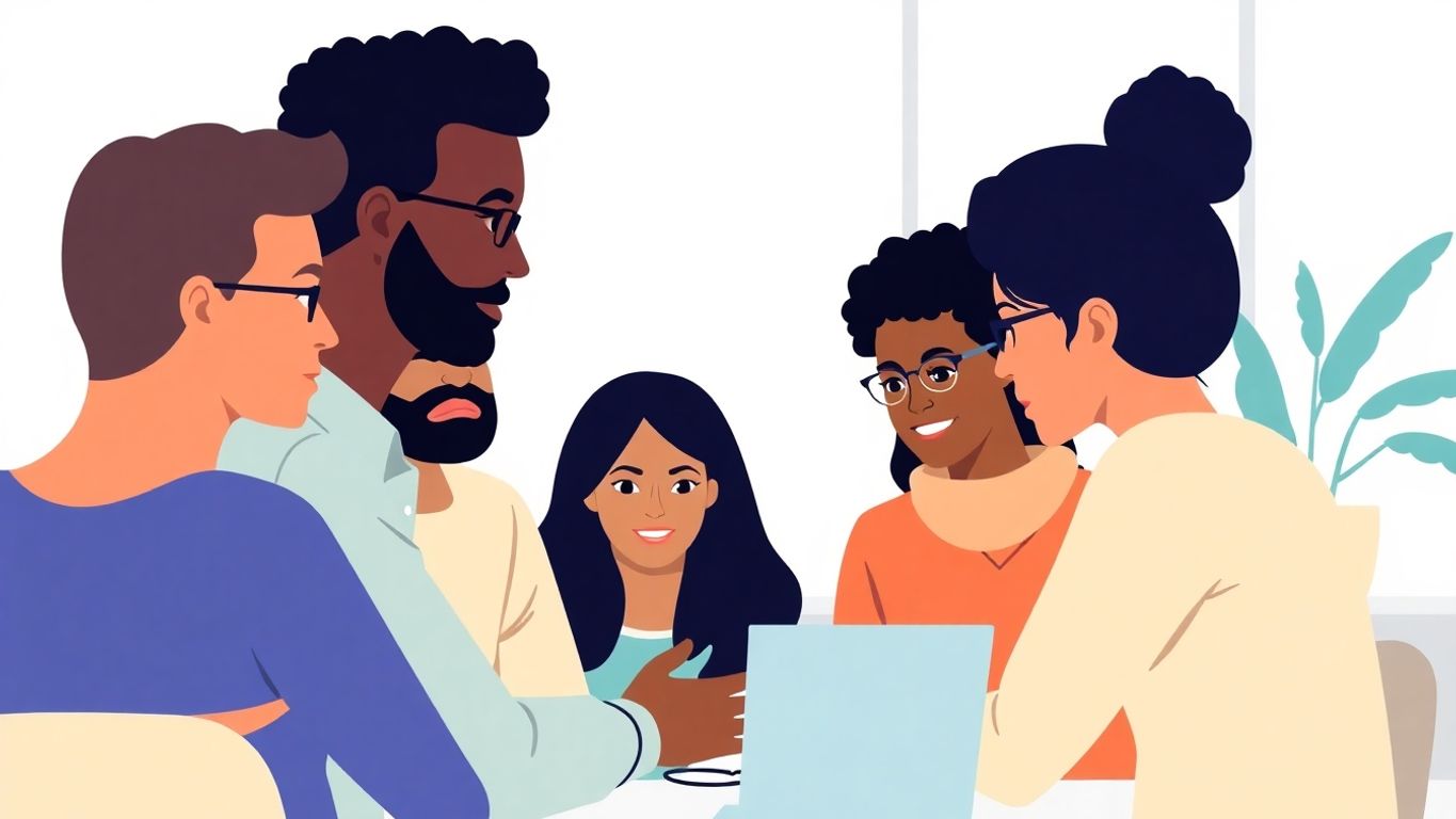 Mennesker som samarbeider i et arbeidsmiljø.