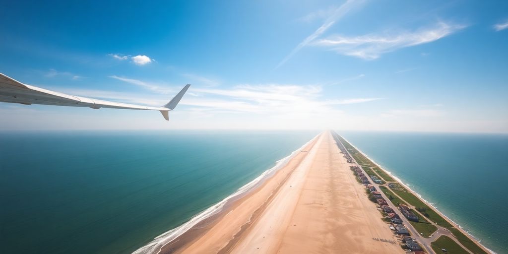 Avion survolant la côte normande et Trouville
