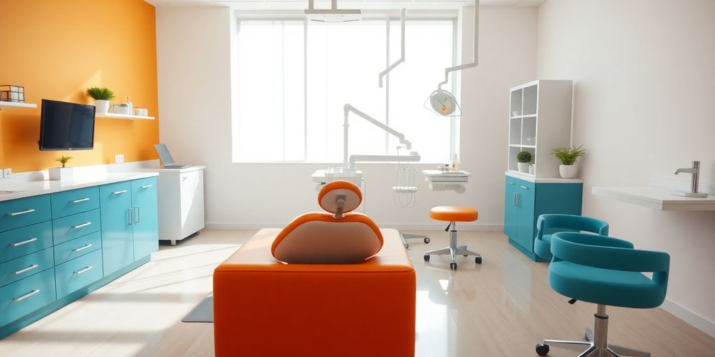 Intérieur d’un cabinet dentaire moderne et accueillant.