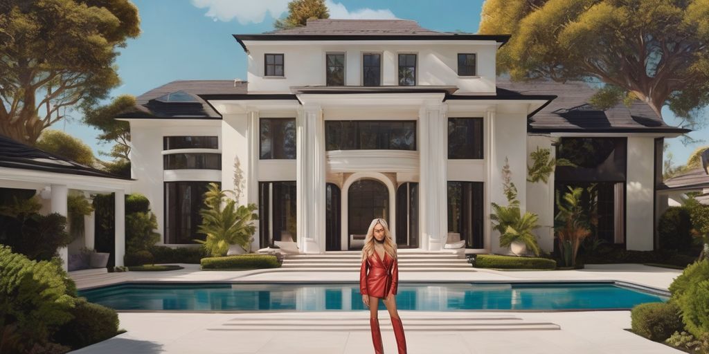 Amanda Bynes in front of a luxurious house