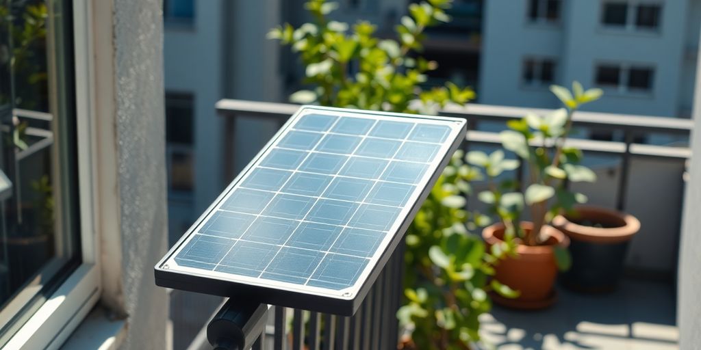 Solar panel on a sunny balcony