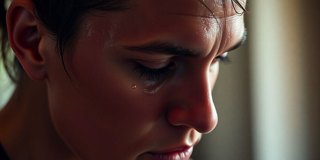 Man sweating during intense exercise.