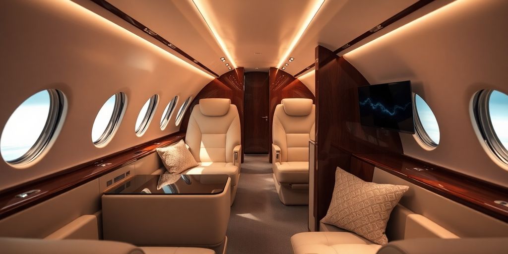 Sleek modern aircraft interiors with advanced cabin technology.