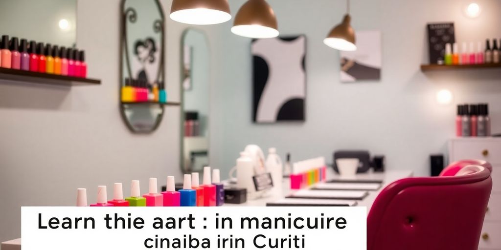 Imagem de um estúdio de manicure colorido.