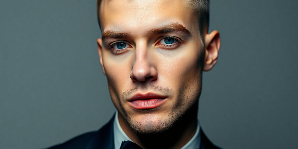 Sophisticated man with clean haircut in soft lighting.