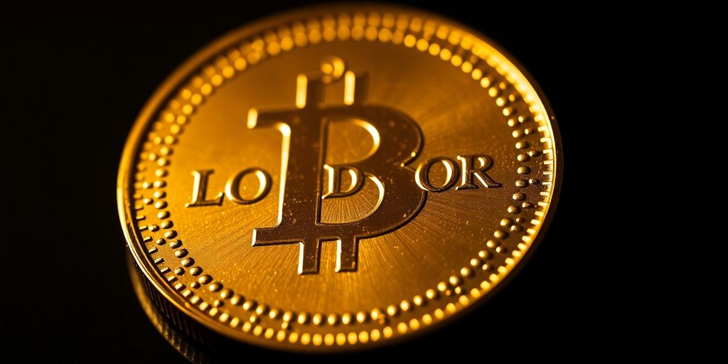 Un Louis d'or scintillant sur un fond sombre.