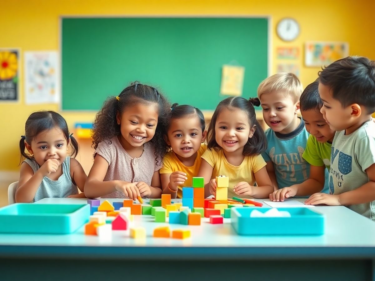 Copii învățând prin activități practice și colaborative.