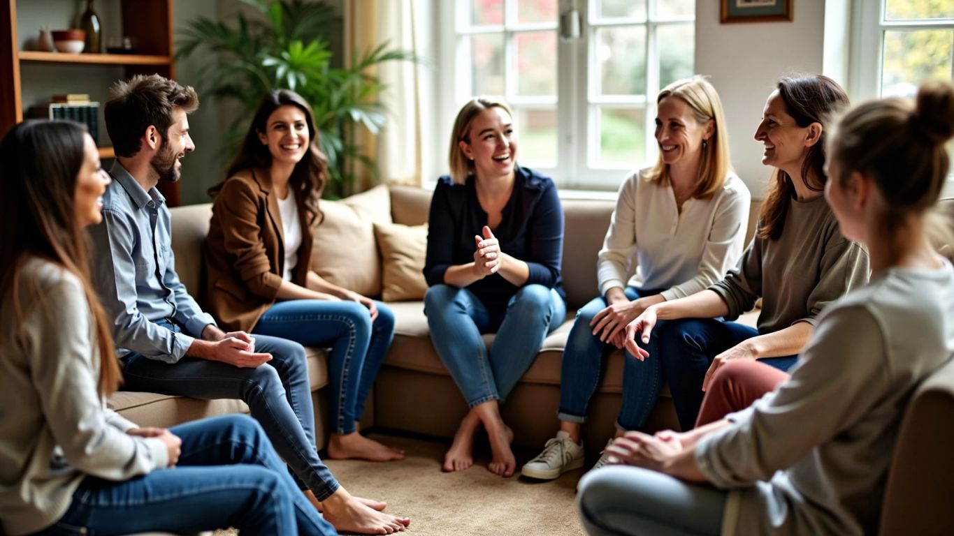 Group of people in a supportive conversation.