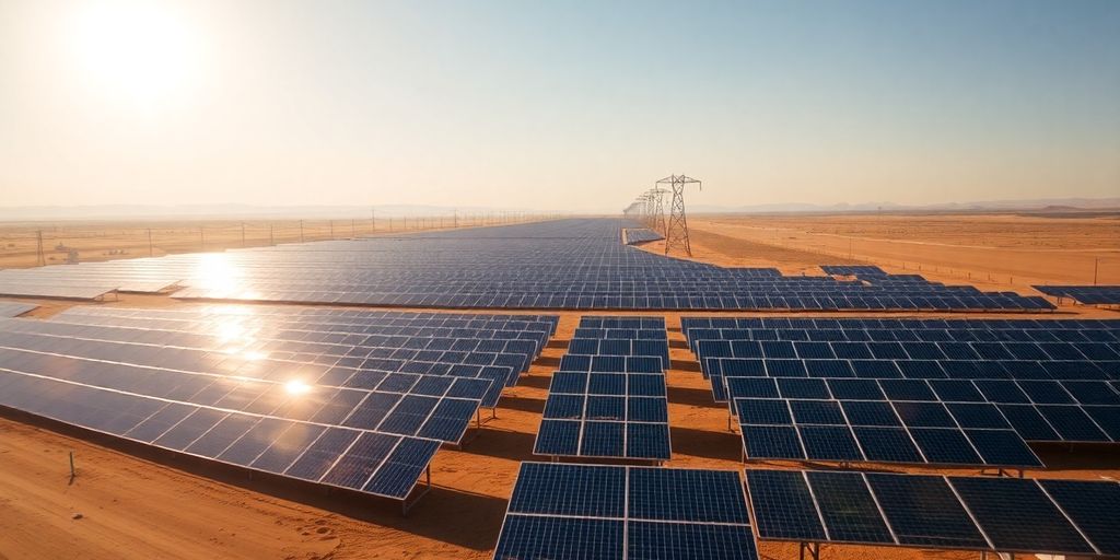 Panneaux solaires désertiques reliant l'Afrique à l'Europe.
