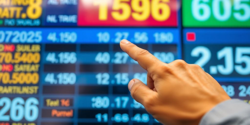 Sports bettor observing fluctuating odds on a digital display.