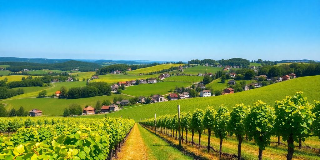 Weinregion in Deutschland mit Weinreben und Landschaft.
