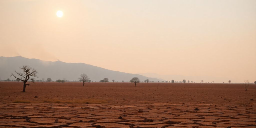 Paysage français touché par la sécheresse et les flammes.