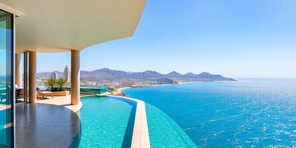 Cabo villa ocean view next to US cityscape