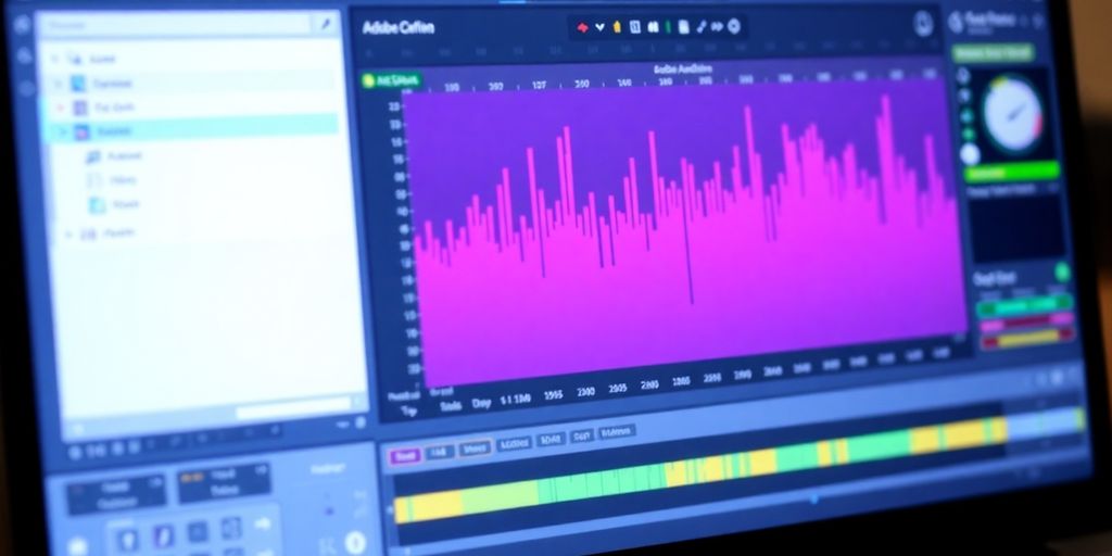 Adobe Audition interface for podcast editing