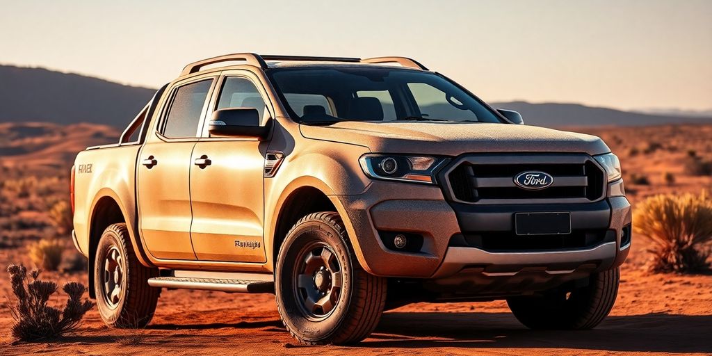 Ford Ranger parked in Australian outback.