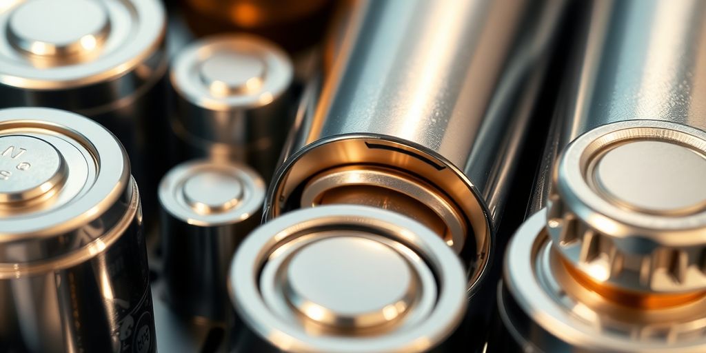 Batterie de voiture électrique avec des composants argentés.