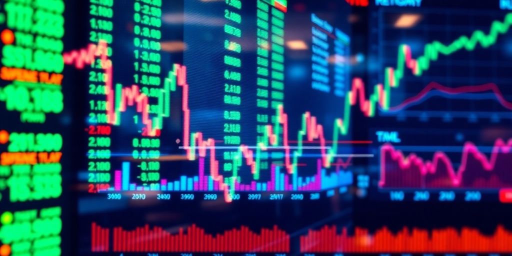 Financial data flow on a screen.