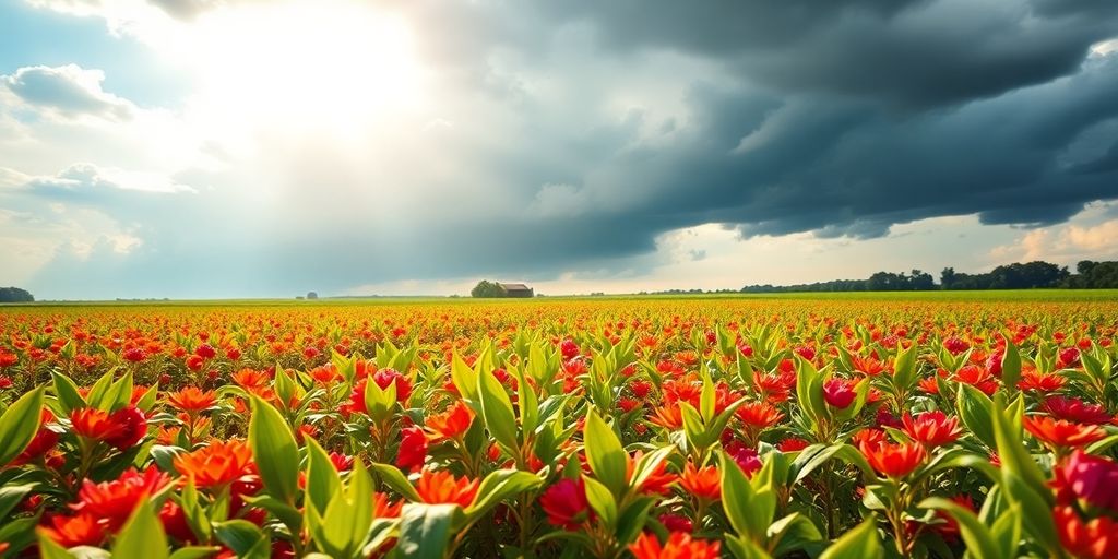 Cultivos sanos que prosperan en condiciones climáticas difíciles.
