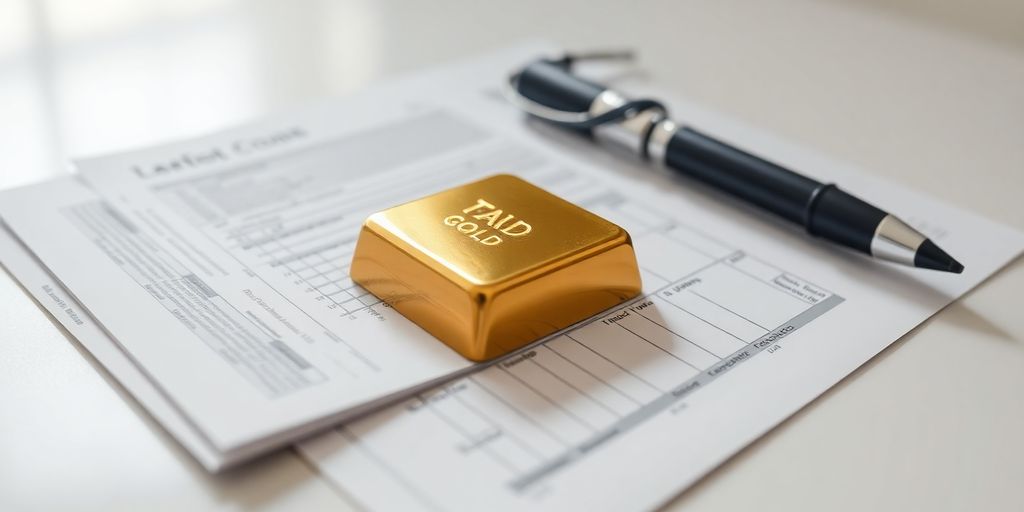 Lingot d'or et documents fiscaux