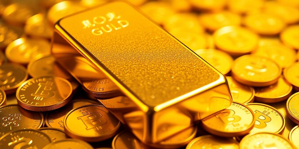 Un lingot d'or sur un lit de pièces d'or.