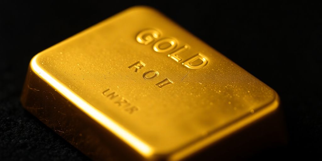 Lingot d'or pur sur fond sombre.