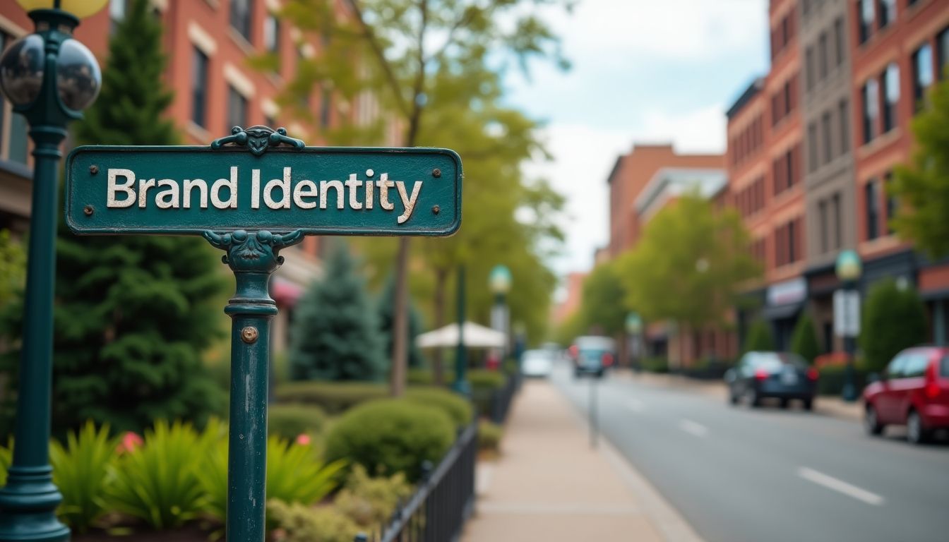 Street sign reading 'Brand Identity' in Omaha.